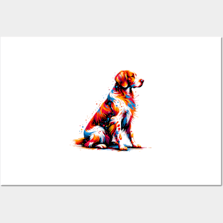 Colorful Abstract Brittany Dog in Splash Art Style Posters and Art